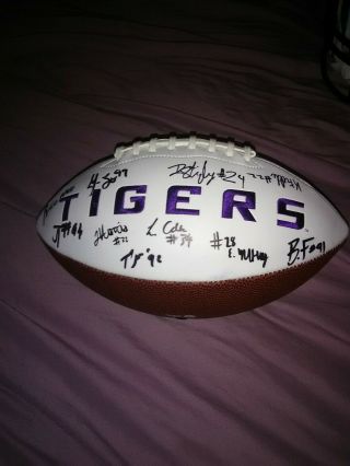 Lsu White Panel Football Hand Signed By Lsu Defense And Special Team,  Coach 2019