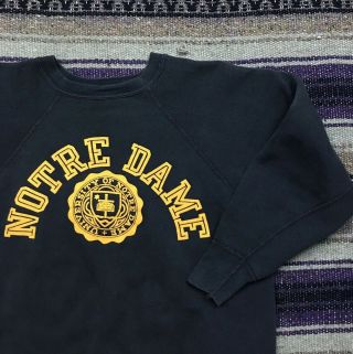 Vtg 60s Champion Sweatshirt Notre Dame S/m Pullover Crewneck University