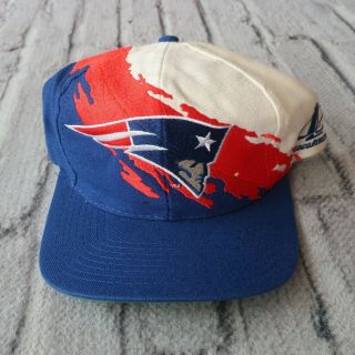 Vintage England Patriots Splash Snapback Hat By Logo Athletic Cap 90s