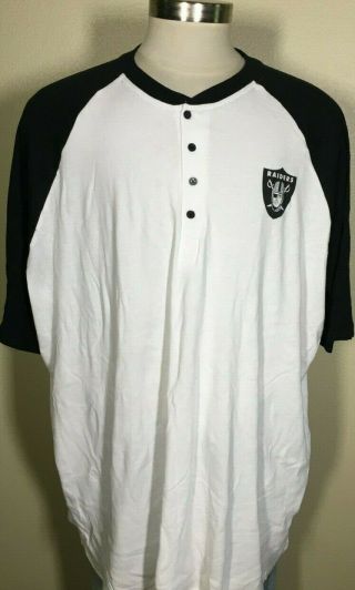 Nfl Oakland Raiders Football Reebok 3/4 Sleeve Baseball T - Shirt Xxxl 3xl Tall