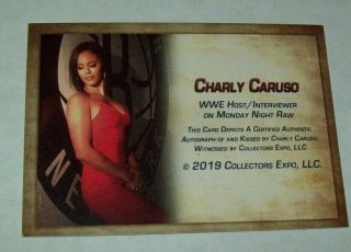 2019 Collectors Expo WWE Host Charly Caruso Autographed Kiss Print Card 2