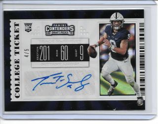 2019 Panini Contenders Draft Picks Trace Mcsorley Fame Ticket Rc Auto 4/5