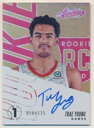 2018 - 19 Absolute Memorabilia Rookie Autographs 5 Trae Young Rookie Auto /125