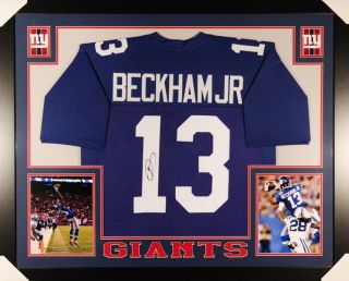 Odell Beckham Jr.  Signed York Giants 35x43 Custom Framed Jersey (jsa)