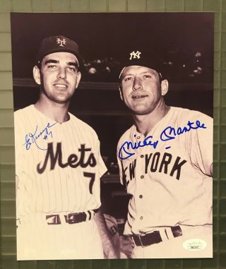 Mickey Mantle & Ed Kranepool Dual Signed 8x10 Photo Auto Jsa Loa Yankees Mets