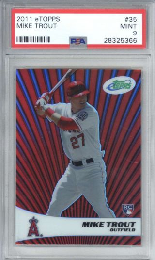 Mike Trout 2011 Etopps Rookie 35 Baseball Card Psa 9