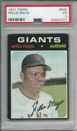 1971 Topps Baseball Willie Mays (hof) 600 Psa 3 San Francisco Giants