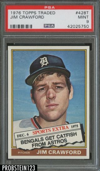 1976 Topps Traded 428t Jim Crawford Detroit Tigers Psa 9 Centered