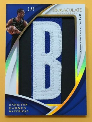 2017 - 18 Immaculate Nameplate Nobility Game - Worn Patch Harrison Barnes 1/6（l）