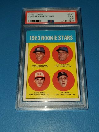 1963 Topps Pete Rose Baseball Rookie Card 537 Rc Psa 5.  5 ( (on Ebay))