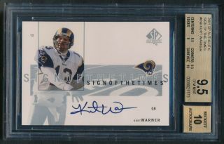 2001 Sp Authentic Kurt Warner Sign Of The Times Auto/autograph Bgs 9.  5,  10 Auto