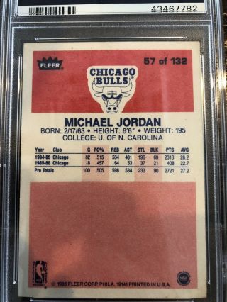 1986 - 1987 Fleer Michael Jordan Chicago Bulls 57 Rc Psa Authentic Altered 2