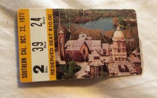 10/22/77 Notre Dame Vs Southern Cal Ticket Stub