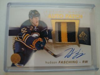 2016 - 17 Sp Authentic Auto Patch 3 Col Hudson Fasching /100 Rc Rookie