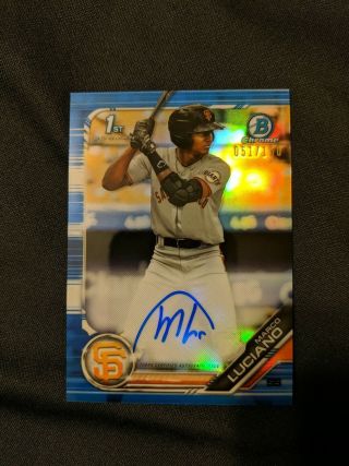 Marco Luciano 2019 Bowman Chrome Blue Refractor Auto 51/150