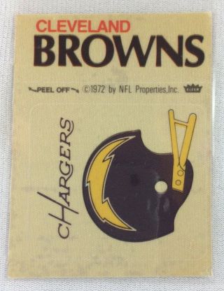 Nfl 1972 - 74 Fleer Team Football Sticker - Cleveland Browns - San Diego Chargers - V2
