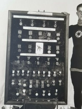 1924 Olympic Speed Skater Harry Kaskey Photographs With Trophies 3