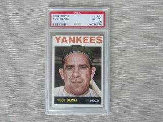 1964 Yogi Berra Yankees Topps Card 21 Graded Psa 6 Ex - Mt