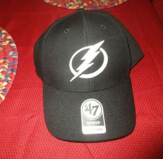Tampa Bay Lightning Black Hat One Size Velcro Adjustable Euc