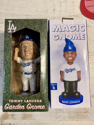 Los Angeles La Dodgers Tommy Lasorda & Magic Johnson Gnome Bobbleheads Sga