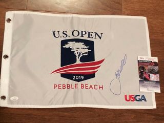 Gary Woodland Signed 2019 Us Open Flag U.  S.  Pebble Beach British Open Jsa