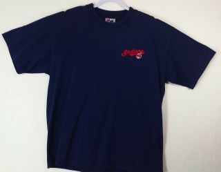 Vtg Majestic Cleveland Indians Mlb Mens Xl Blue Embroidered Chief Wahoo Shirt