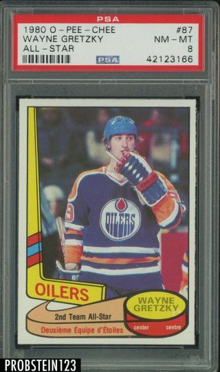 1980 O - Pee - Chee Opc All Star 87 Wayne Gretzky Oilers Hof Psa 8 Nm - Mt