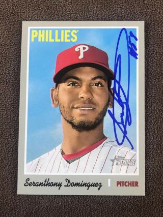 Seranthony Dominguez Signed 2019 Topps Heritage Autographed Auto Card Phillies