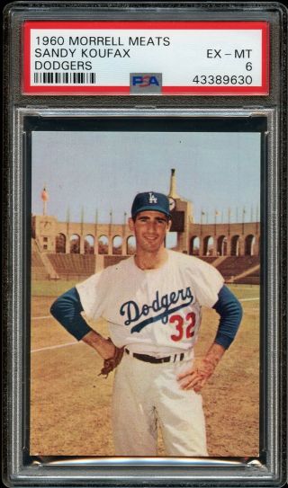 1960 Morrell Meats 6 Sandy Koufax Psa 6 Ex - Mt Los Angeles Dodgers