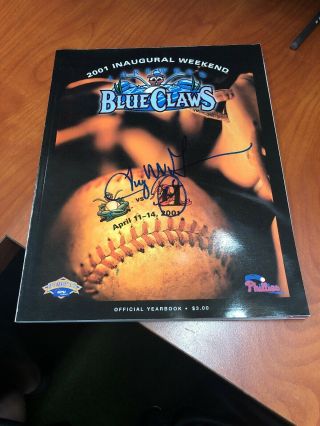 Lakewood Nj Blueclaws 2001 Yearbook Inaugural Weekend Signed Tug Mcgraw Auto
