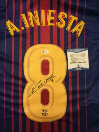Andres Iniesta Signed Autographed Nike FC Barcelona Home Jersey w/ Beckett 5