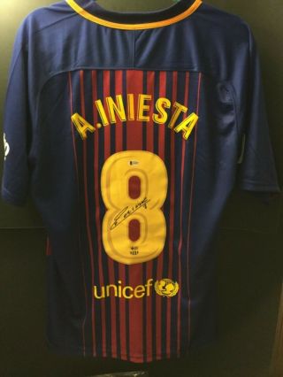 Andres Iniesta Signed Autographed Nike FC Barcelona Home Jersey w/ Beckett 6