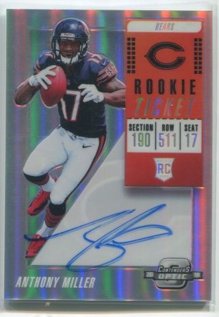 2018 Anthony Miller Panini Contenders Optic Auto Rookie Prizm Rc Chicago Bears