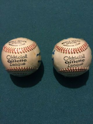 Gillette Official League World Series Baseballs (2) Autographed - Al And Nl
