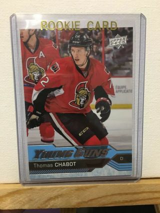 2016 - 17 Upper Deck Ud Young Guns Yg Thomas Chabot 488 Rookie Ottawa Senators