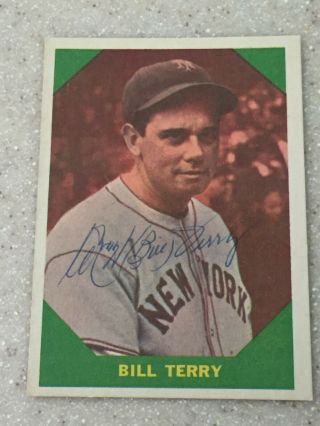 1960 Fleer 52 Bill Terry Signed Card Deceased