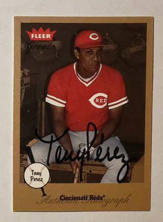 2002 Tony Perez Signed Fleer Greats Of The Game Gotg (certified Auto) Reds - Hof