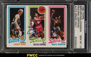 1980 Topps Basketball Larry Bird & Magic Johnson Psa/dna 10 Auto Psa Auth (pwcc)