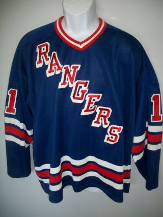 Mens Vintage Ccm York Rangers 11 Nhl Hockey Jersey - W.  Fabric Emblems - Xl