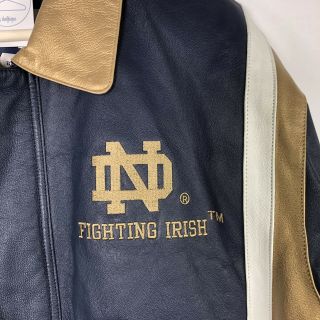 Vintg Notre Dame Fighting Irish Leather Jacket College Phase By Excelled Size M
