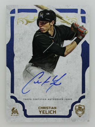 2015 Topps Supreme Christian Yelich Brewers Mvp Blue Die Cut Sp On Card Auto