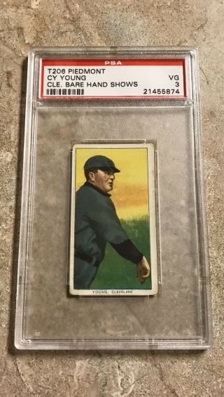 T206 Cy Young Cle.  Bare Hand Shows Psa 3 Piedmont