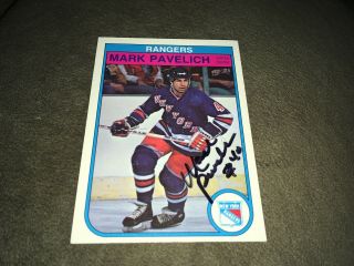 Mark Pavelich York Rangers 82/83 Opc Signed Card W/our Usa 1980 Miracle