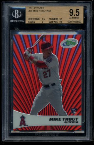 2011 Etopps Mike Trout Rookie Card /999 Bgs 9.  5 Gem Rc