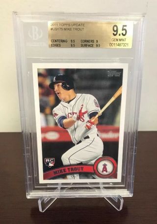 2011 Topps Update Us175 Mike Trout Angels Rc Rookie Bgs 9.  5 