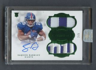 2018 Flawless Emerald Saquon Barkley Giants Rpa Rc Dual Patch Auto 2/5