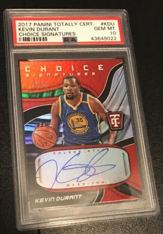 2017 - 18 Panini Certified Kevin Durant Signed Auto Golden State Warriors Psa 10
