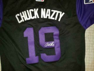 Colorado Rockies Charlie Blackmon Signed Chuck Nazty Players Weekend Jersey