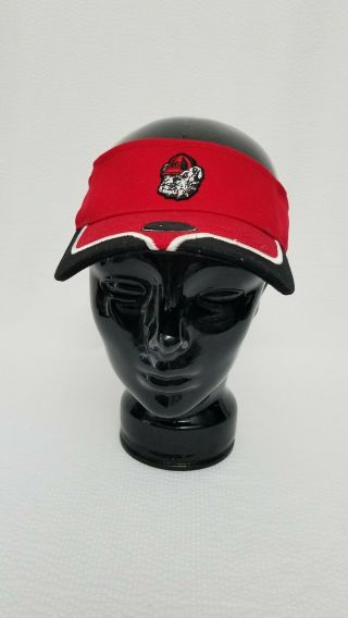 Team Uga Georgia Bulldogs Visor Hat Red White Black Strapback Adjustable