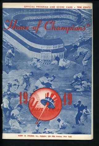 1949 Yankees Program Score Card Vs Philadelphia A 